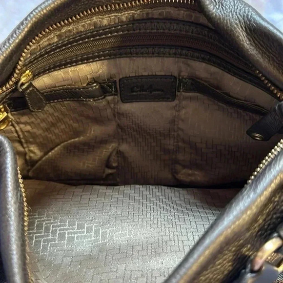 Cole Haan Bronze Brown Soft Pebbled Leather Ruched Shoulder Purse - Picture 5 of 6